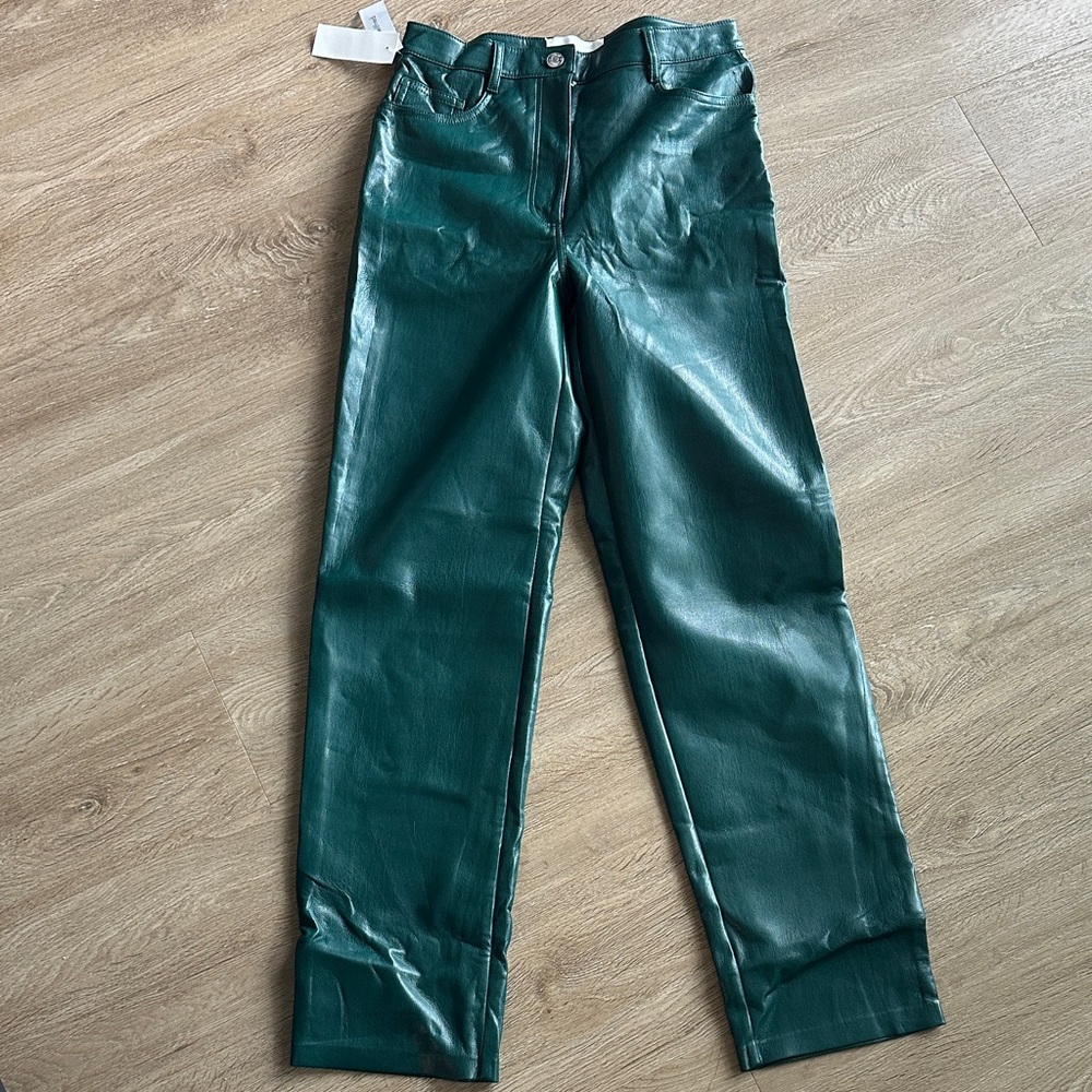 Wilfred Dark Green Leather Straight Leg Pant